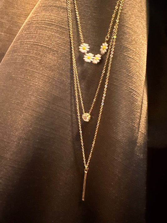 Golden Trio Charm Layered Necklace