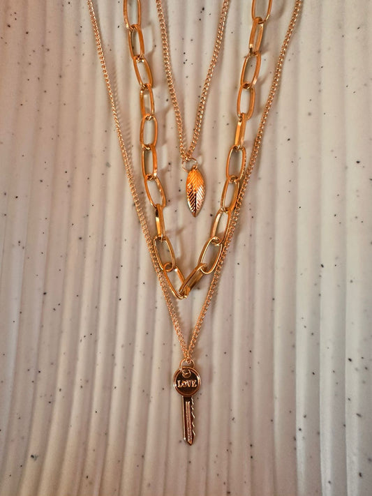 Golden Key Layered Charm