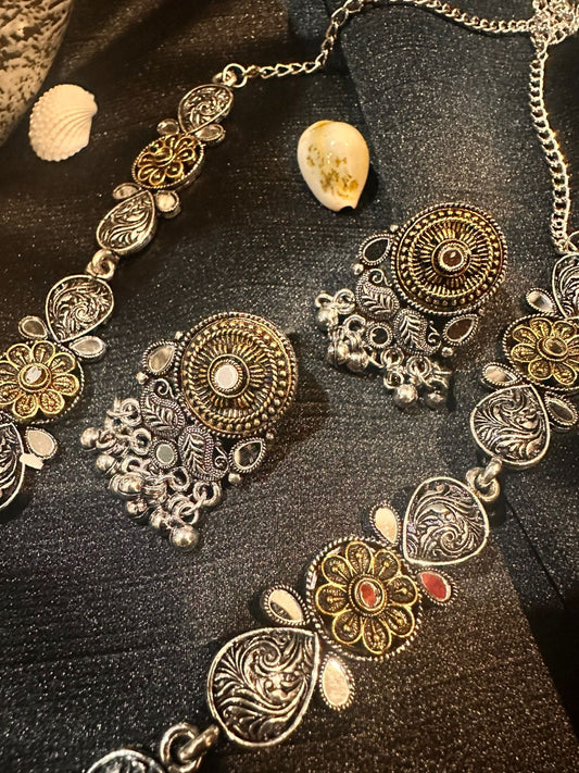 Tribal Treasure Oxidised Necklace Set