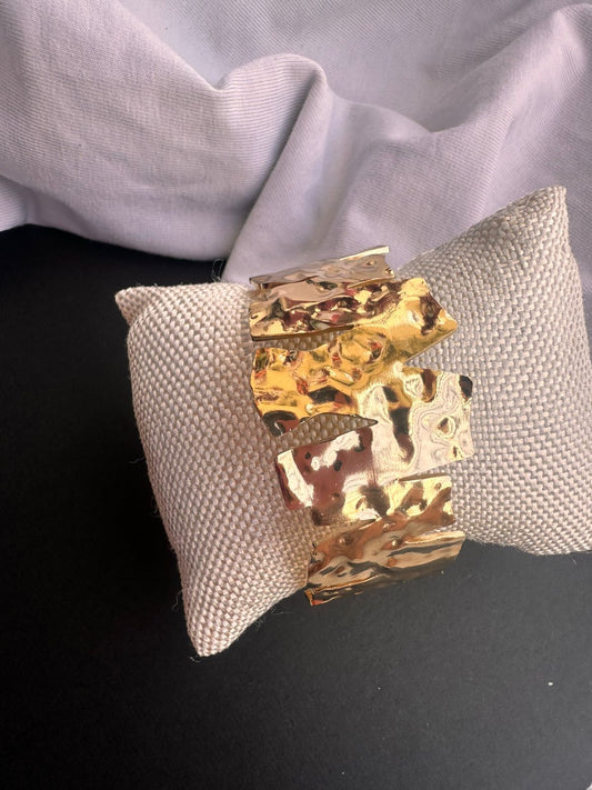 Hammered Metallic Statement Cuff Bracelet