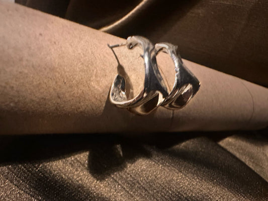 Molten Silver Loop Earrings