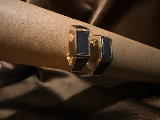 Hexa Noir Hoop Earrings