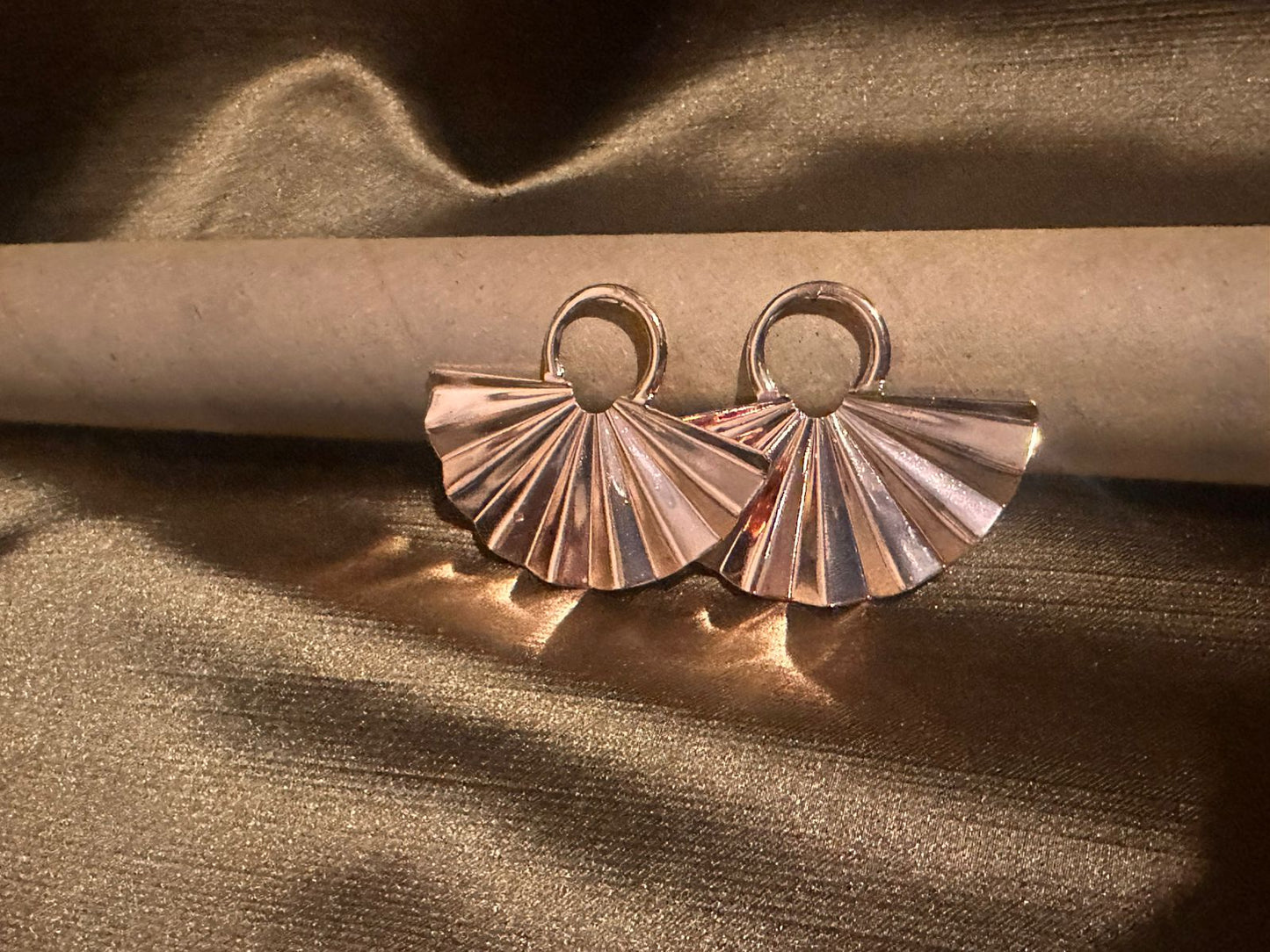 Copper Fan Drop Earrings