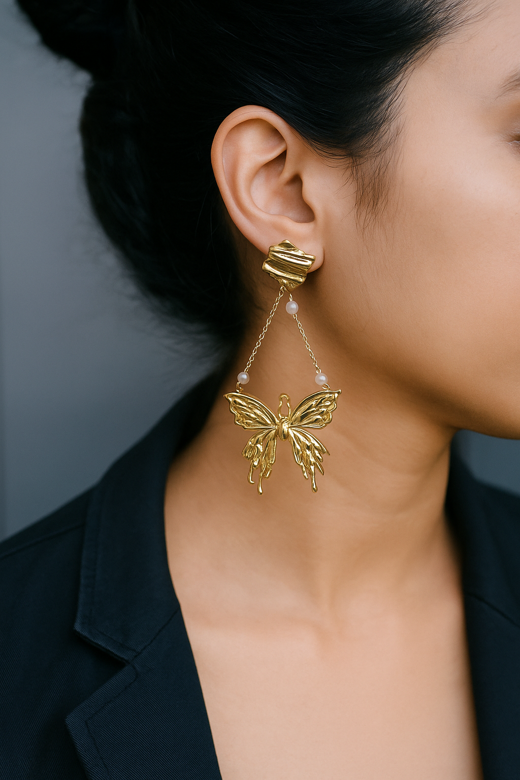 Golden Drift Butterfly Earrings