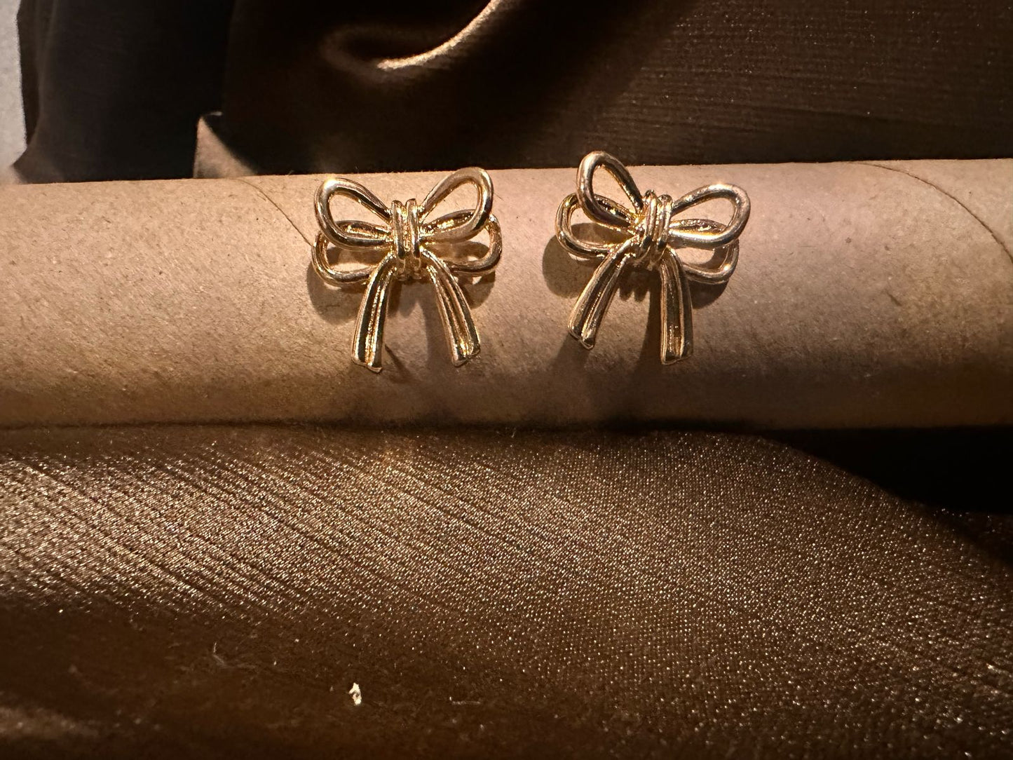 Golden Ribbon Knot Studs