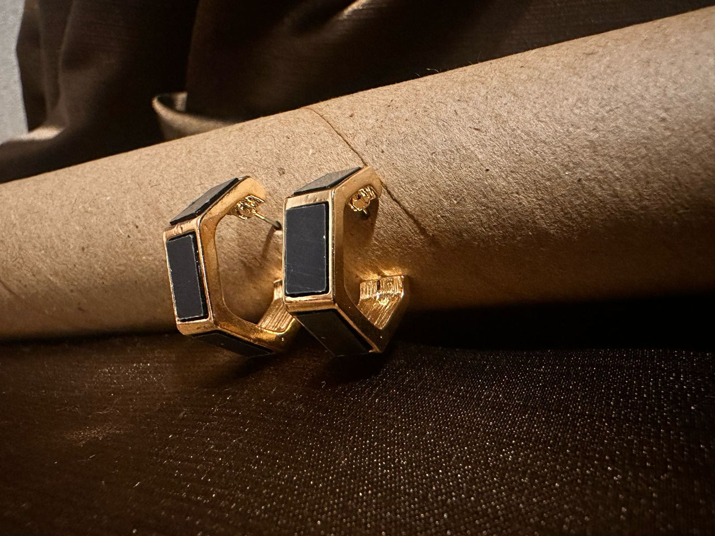 Hexa Noir Hoop Earrings