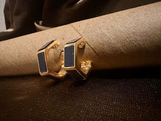 Hexa Noir Hoop Earrings