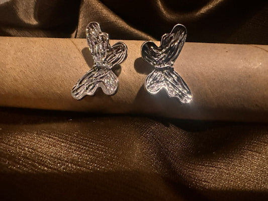 Silver Whisper Butterfly Studs