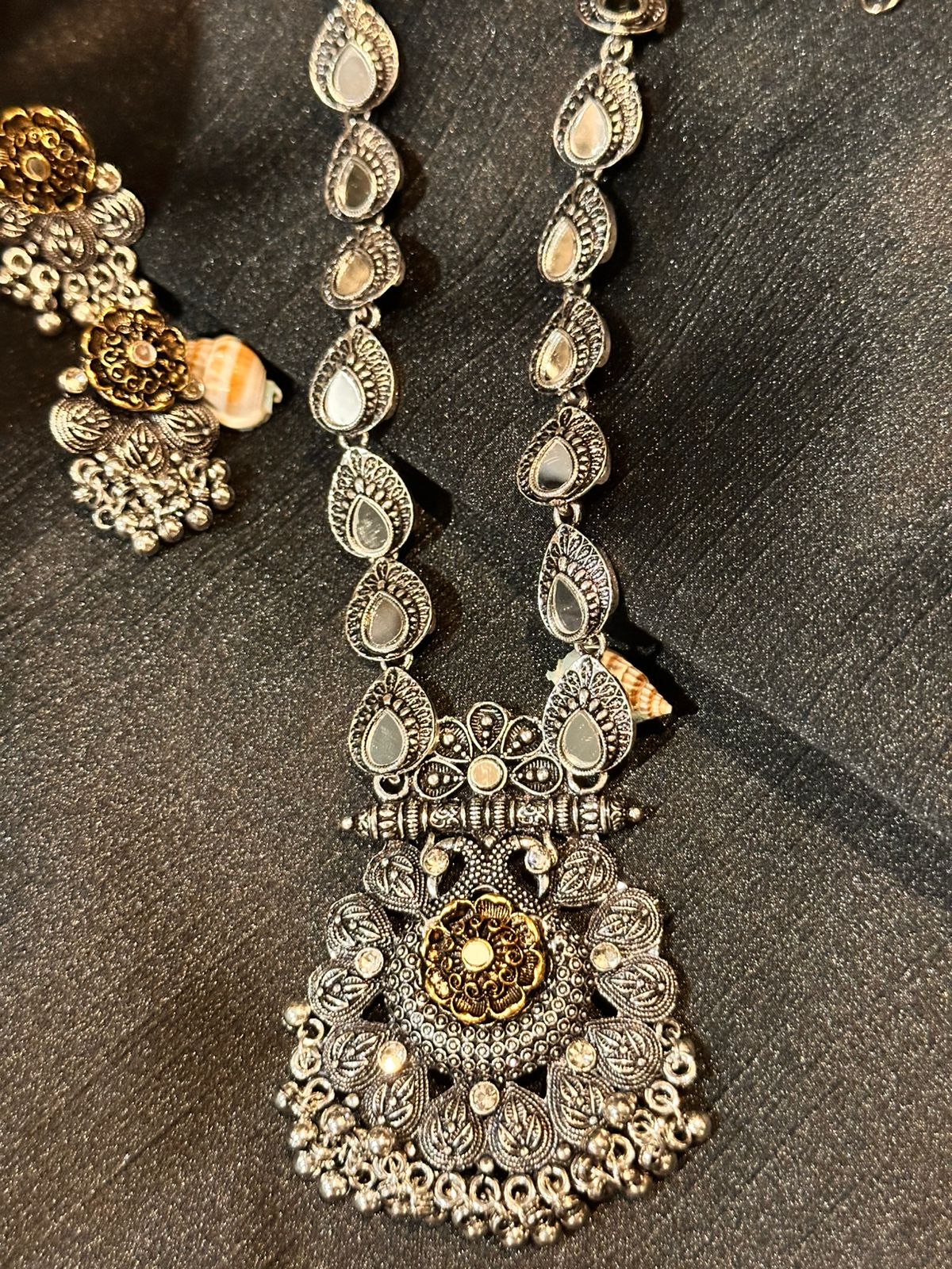 Mirror Bloom Oxidised Necklace