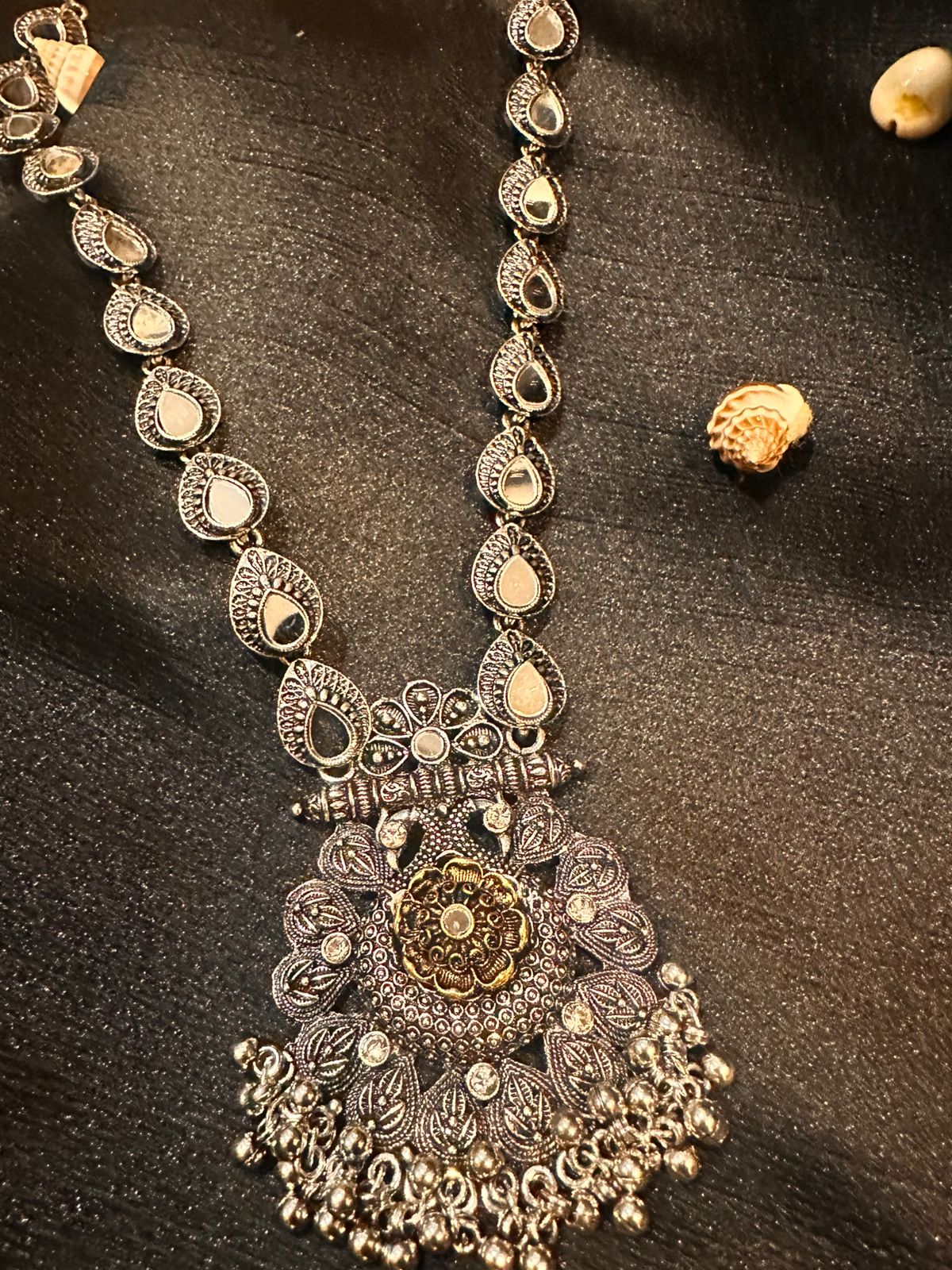 Mirror Bloom Oxidised Necklace