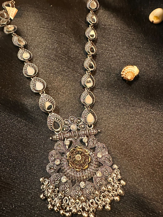 Mirror Bloom Oxidised Necklace