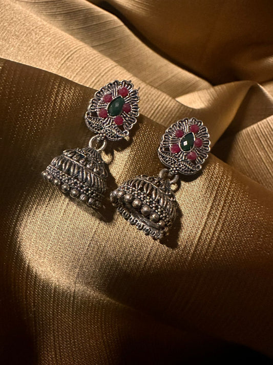 Nitya Oxidised Jhumka Earrings