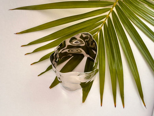 Silver-Tone Sculpted Wave Cuff Bracelet