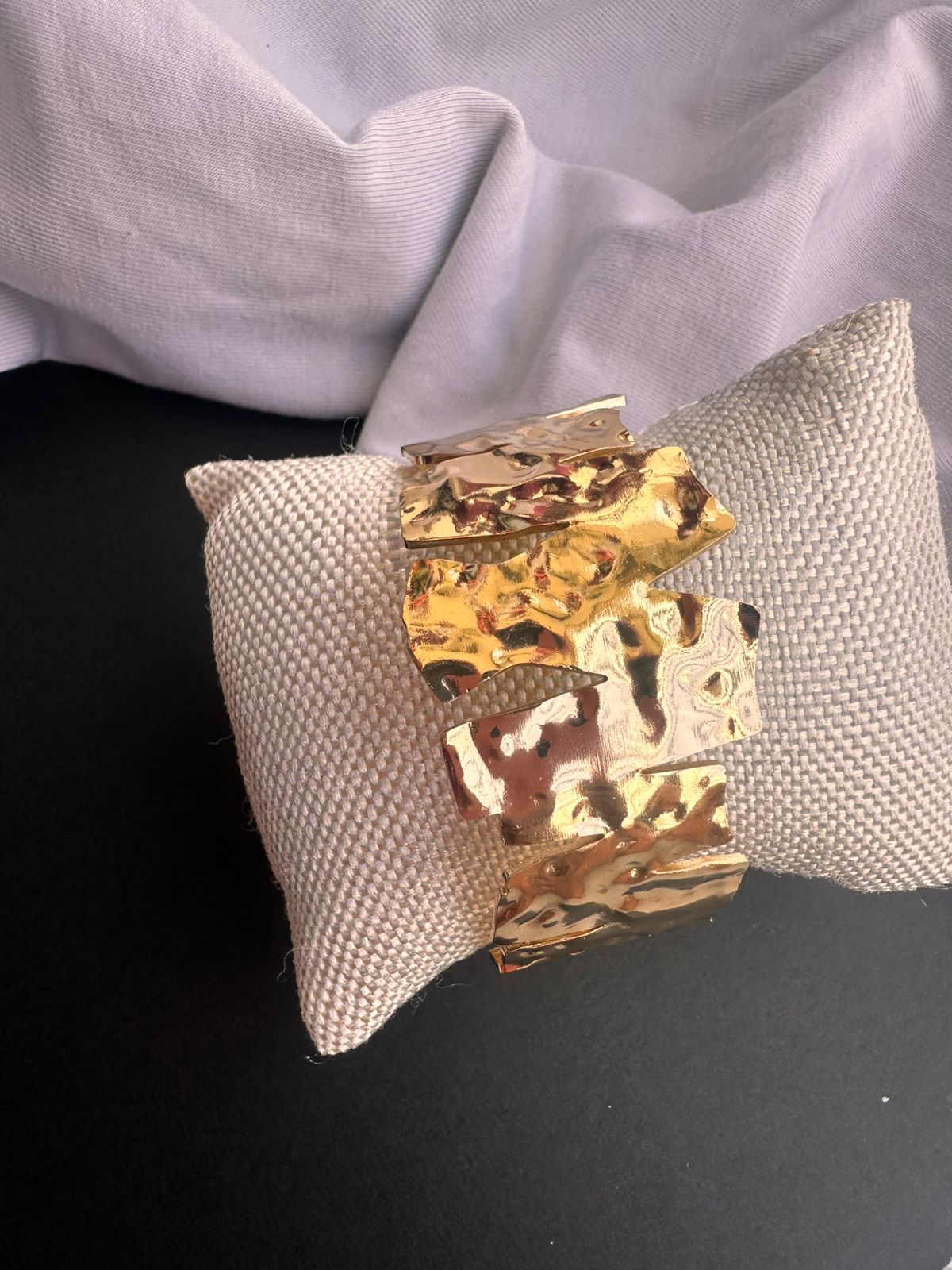 Hammered Metallic Statement Cuff Bracelet