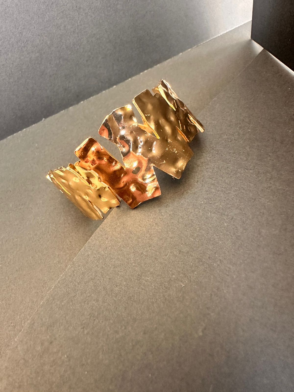 Hammered Metallic Statement Cuff Bracelet