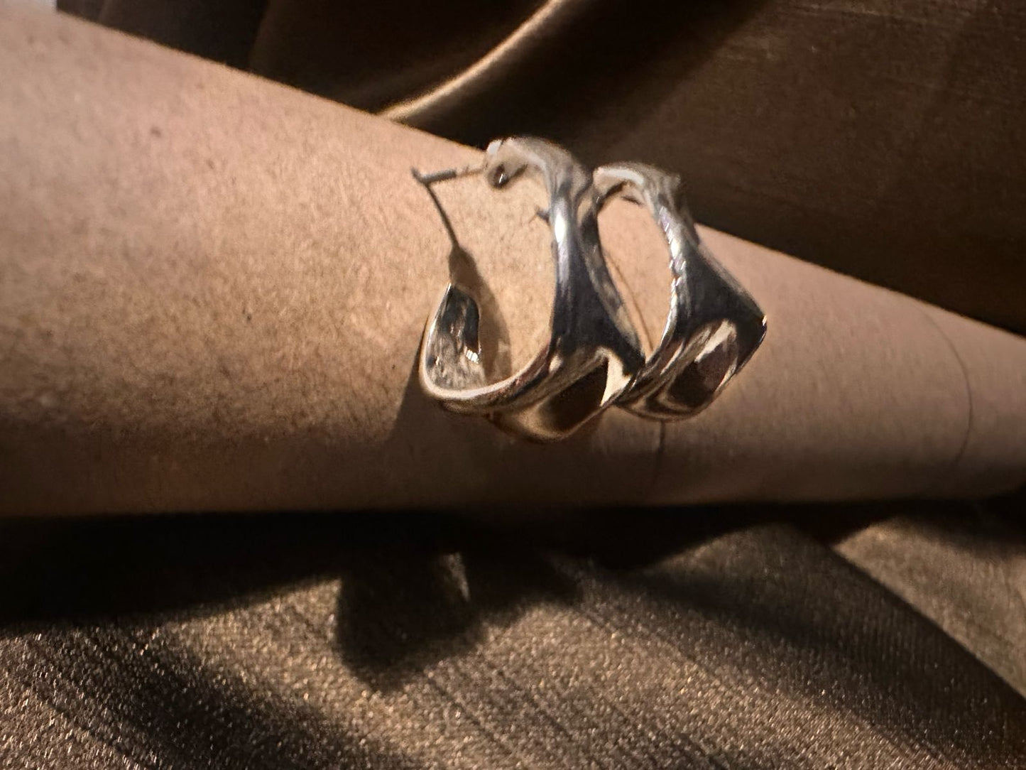 Molten Silver Loop Earrings