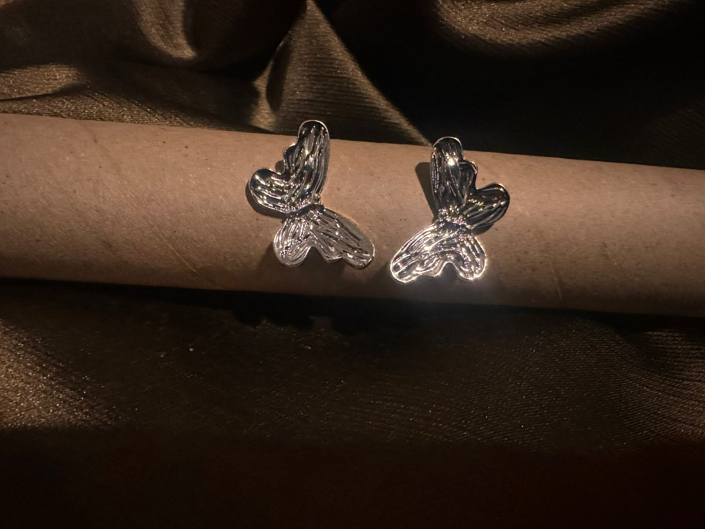 Silver Whisper Butterfly Studs