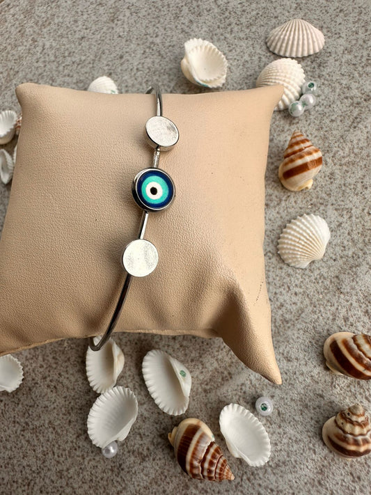 Trio Disc Evil Eye Bracelet – Blue Aura Edition