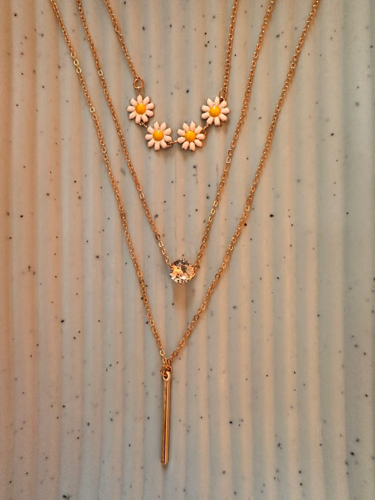 Golden Trio Charm Layered Necklace