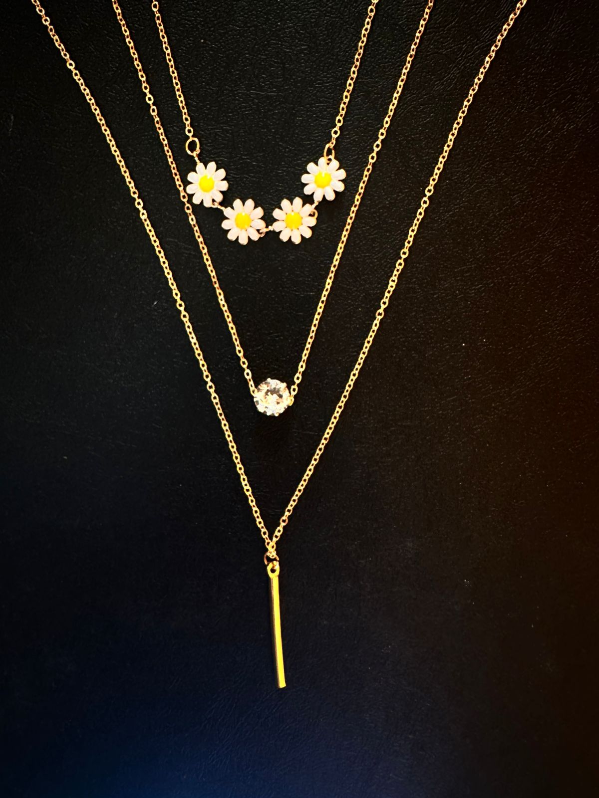 Golden Trio Charm Layered Necklace