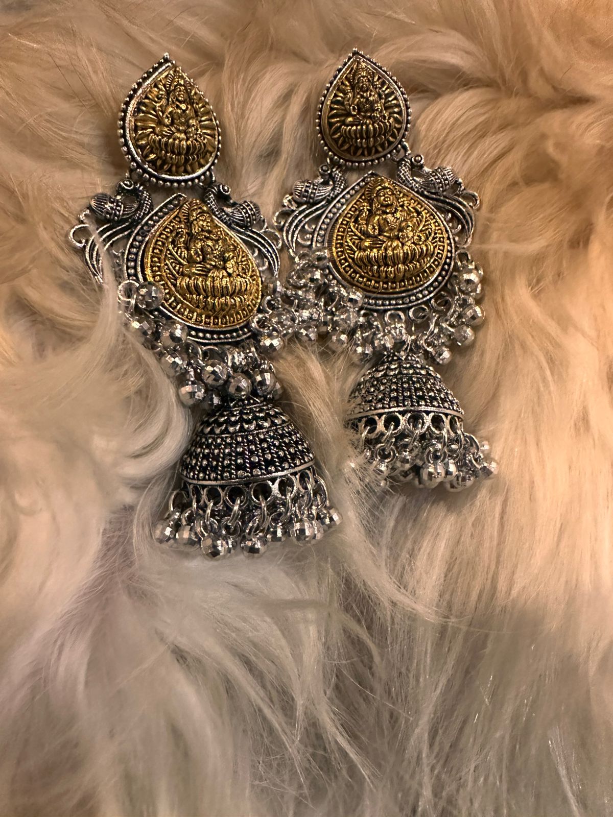 Shubh Lakshmi Jhumka Earrings – Oxidised Heritage Edition