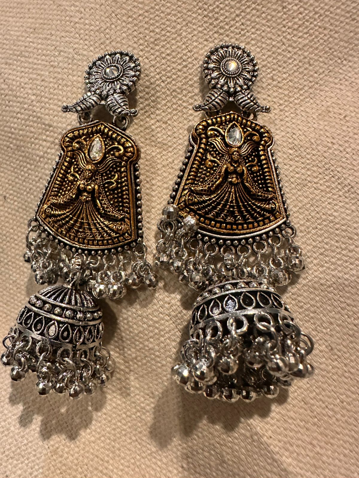 Nritya Nari Oxidised Jhumkas – Dancer Edition
