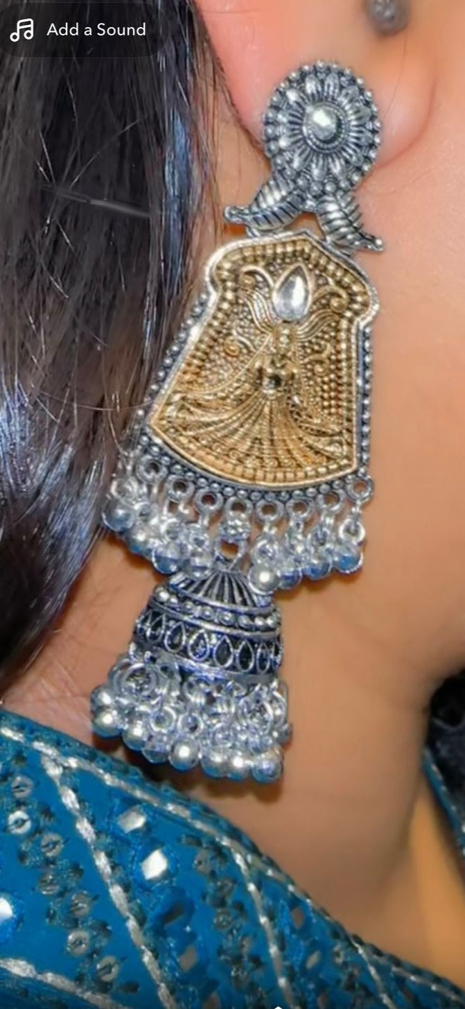 Nritya Nari Oxidised Jhumkas – Dancer Edition