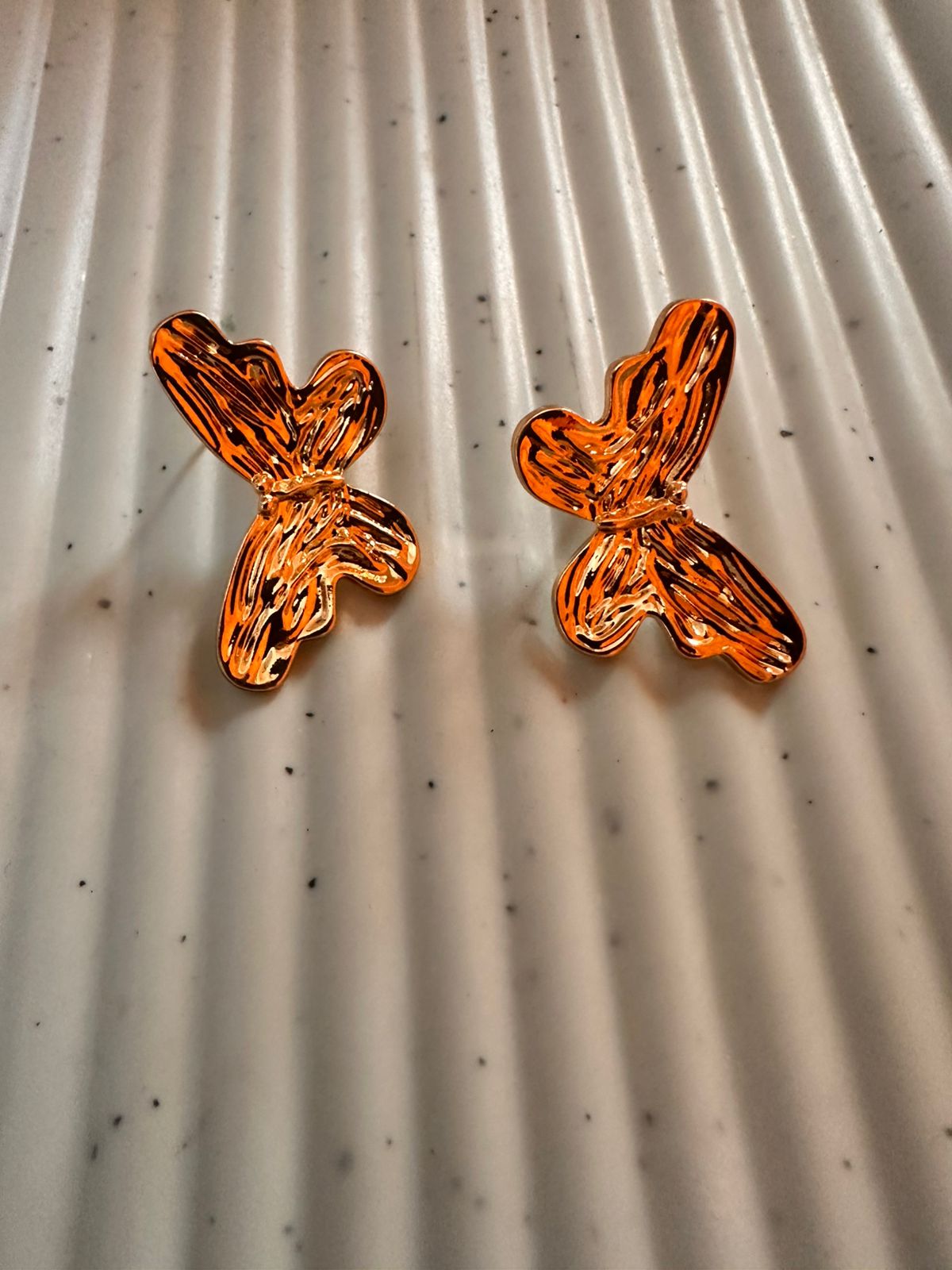 Golden Flutter Abstract Studs