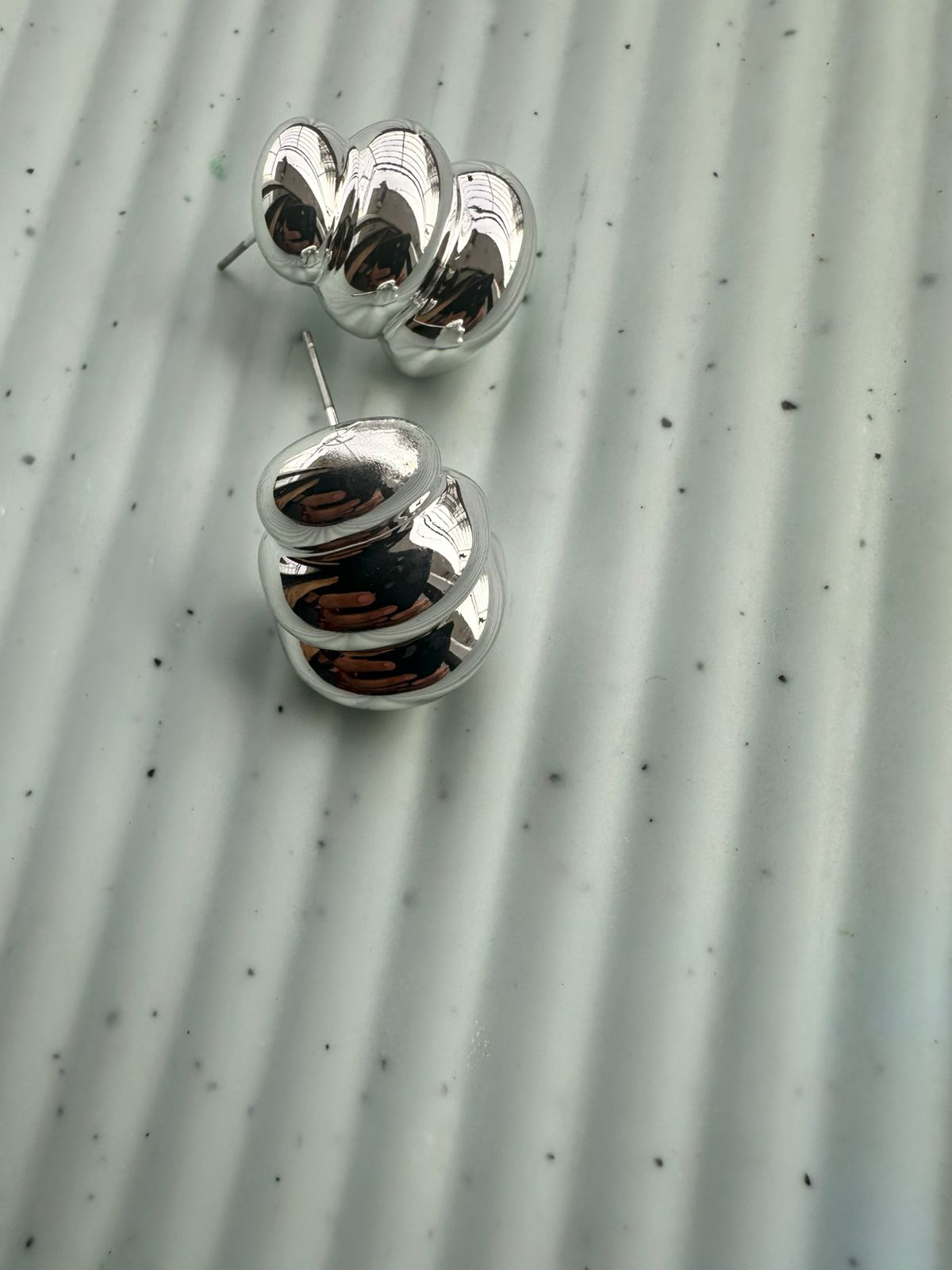 Wavy Chrome Dome Studs