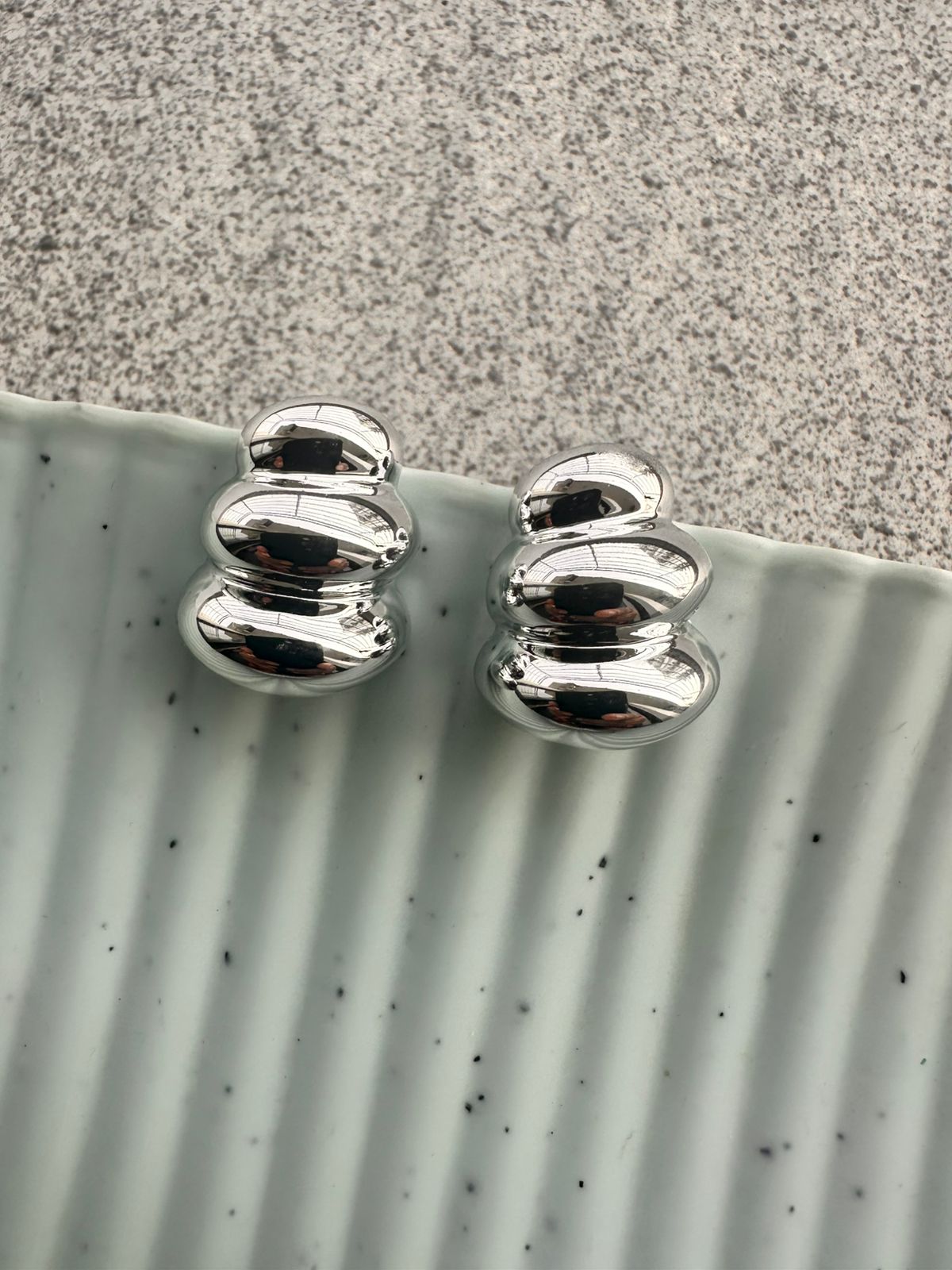 Wavy Chrome Dome Studs