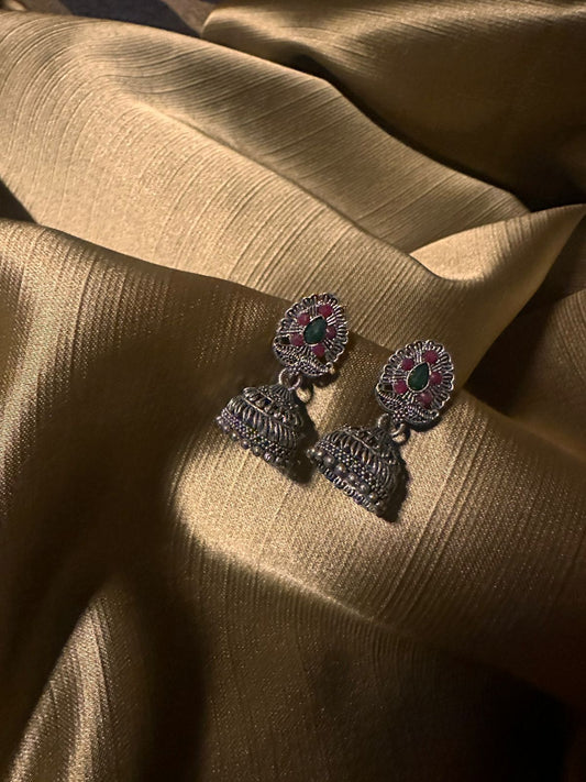 Nitya Oxidised Jhumka Earrings