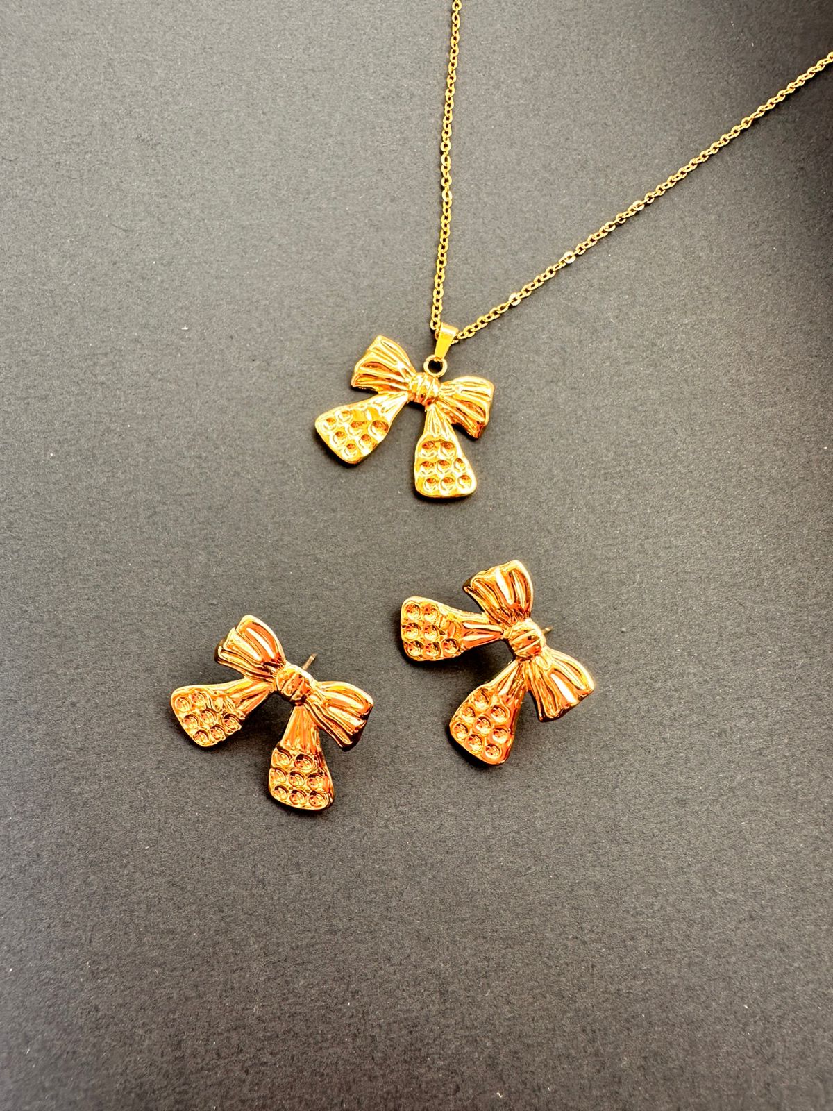 Anouka Bow Charm Pendant & Earrings Set